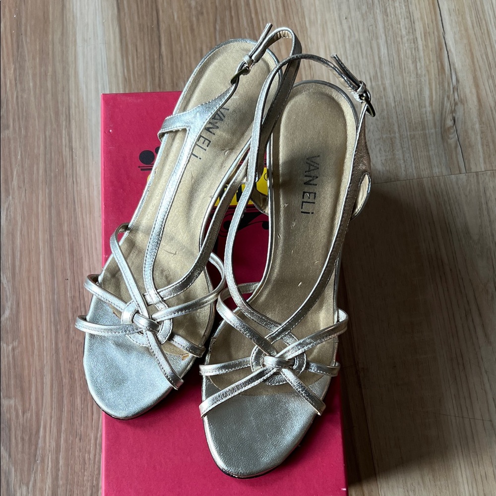 Vaneli Metallic Strappy Heels